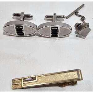 Vintage SWANK Cufflinks & Tie Tack Lot Of 3